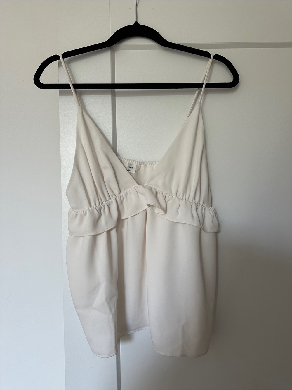 Aritzia Cream Ruffle V-Neck Spaghetti Strap Empire Camisole